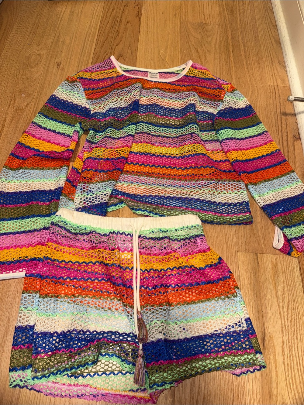 Women’s Crochet Two-Piece Bright Stripe set